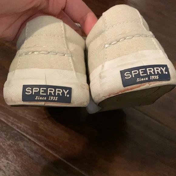 SOLD Off White Canvas Sperry Top-Sider - Picture 2 of 8